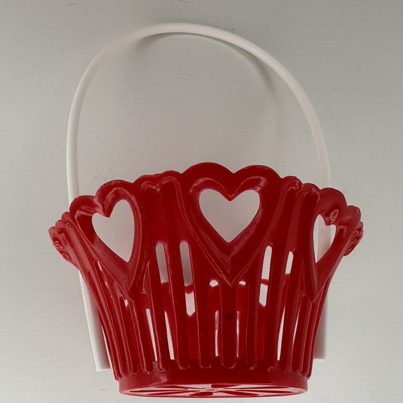 Vintage Valentine Plastic Candy Set Heart Container Nut Baskets Cupcake Picks