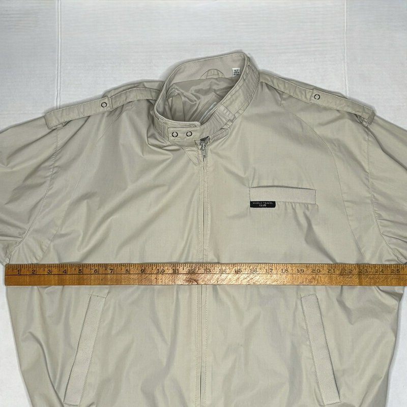World Travel Club Men’s Beige Lightweight Bomber Style  Zip Jacket XL