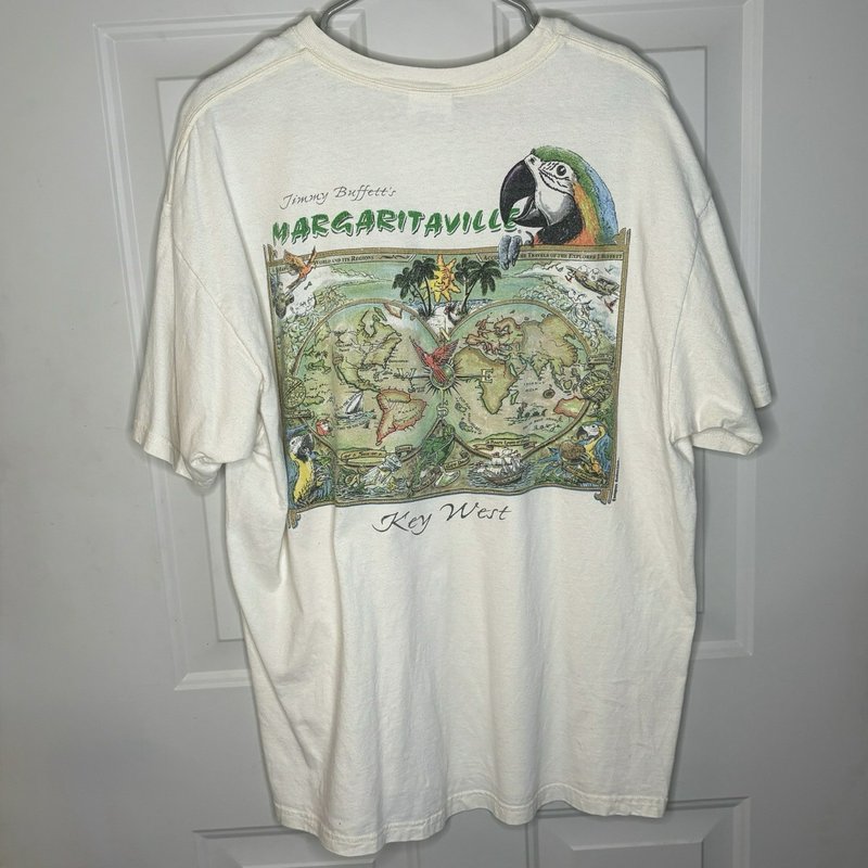 Jimmy Buffett Margaritaville Key West Parrot Map Graphic T Shirt XL