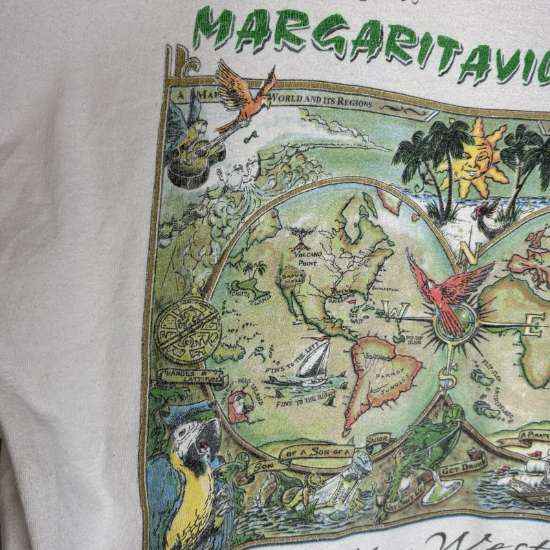 Jimmy Buffett Margaritaville Key West Parrot Map Graphic T Shirt XL