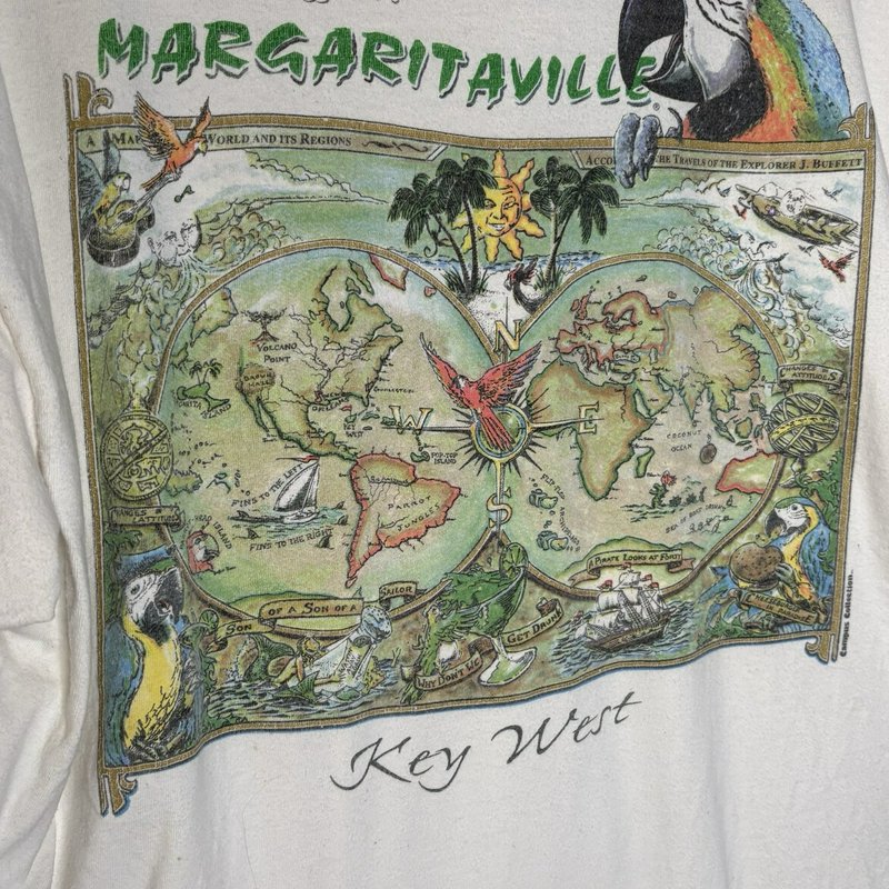Jimmy Buffett Margaritaville Key West Parrot Map Graphic T Shirt XL