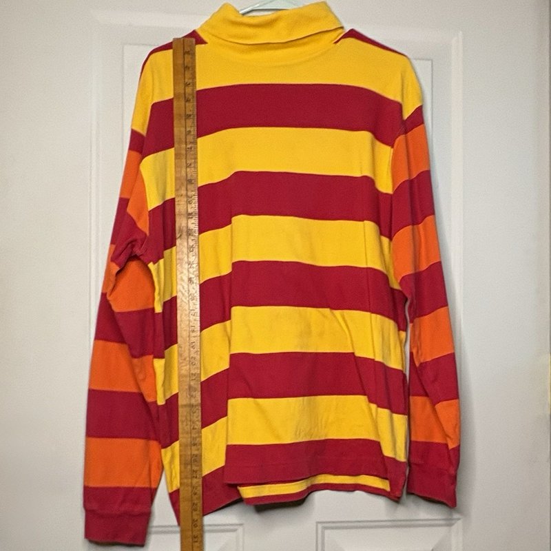 Vintage J.Crew Turtleneck Long Sleeve Shirt XL Bold Stripe USA Made 100% Cotton