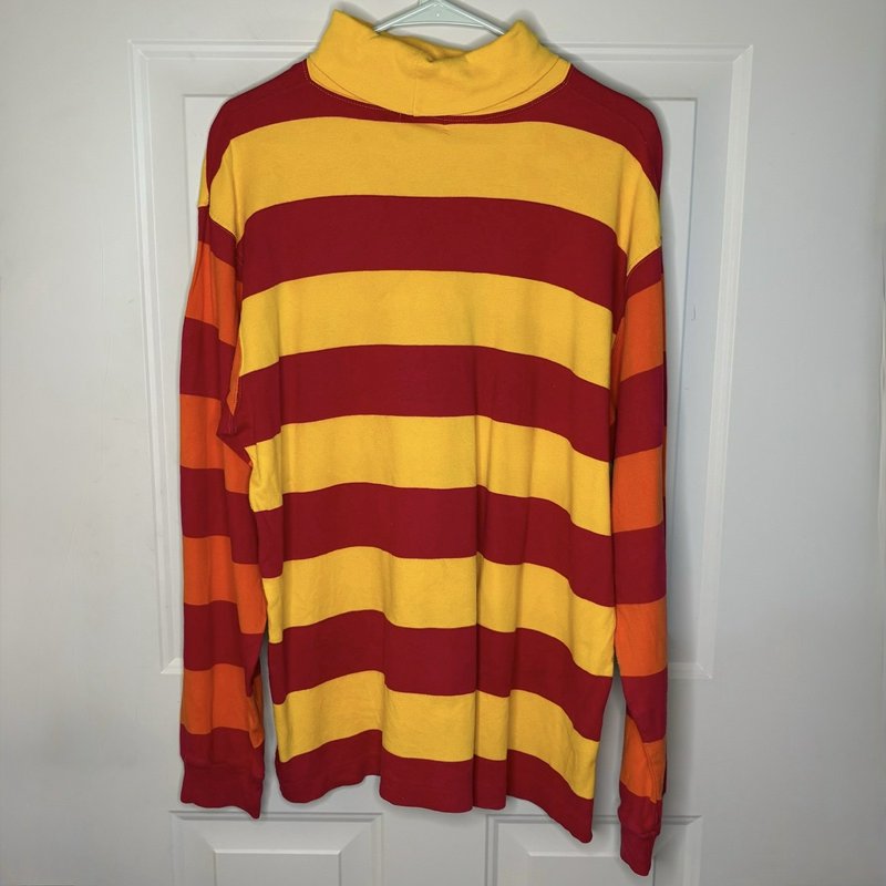 Vintage J.Crew Turtleneck Long Sleeve Shirt XL Bold Stripe USA Made 100% Cotton