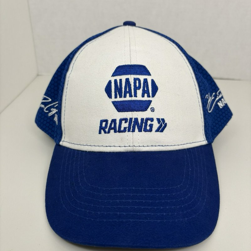 NAPA Racing NASCAR Team Hat Embroidered Driver Signatures Blue White Cap