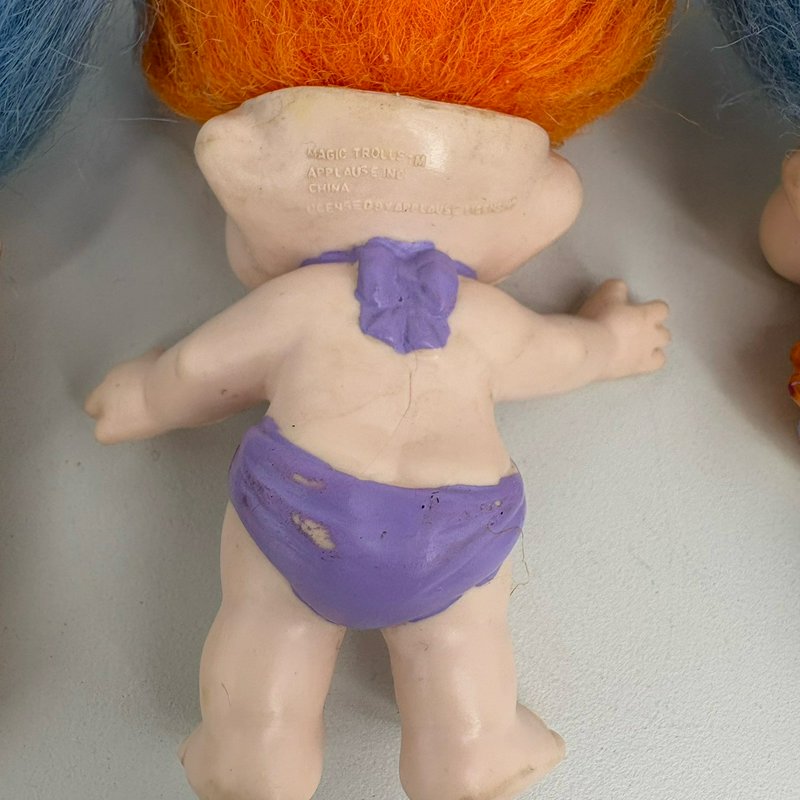 Vintage 1990s Applause Magic Trolls Lot of 3 + Russ Rainbow Troll Earrings
