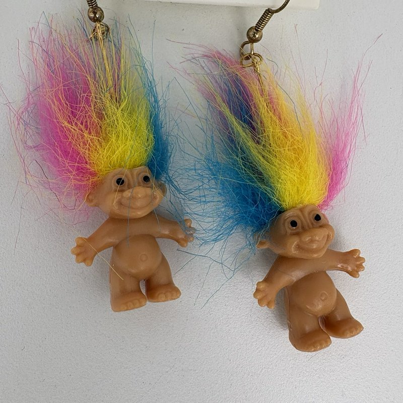 Vintage 1990s Applause Magic Trolls Lot of 3 + Russ Rainbow Troll Earrings