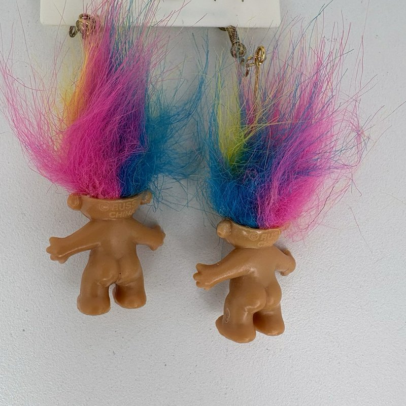 Vintage 1990s Applause Magic Trolls Lot of 3 + Russ Rainbow Troll Earrings