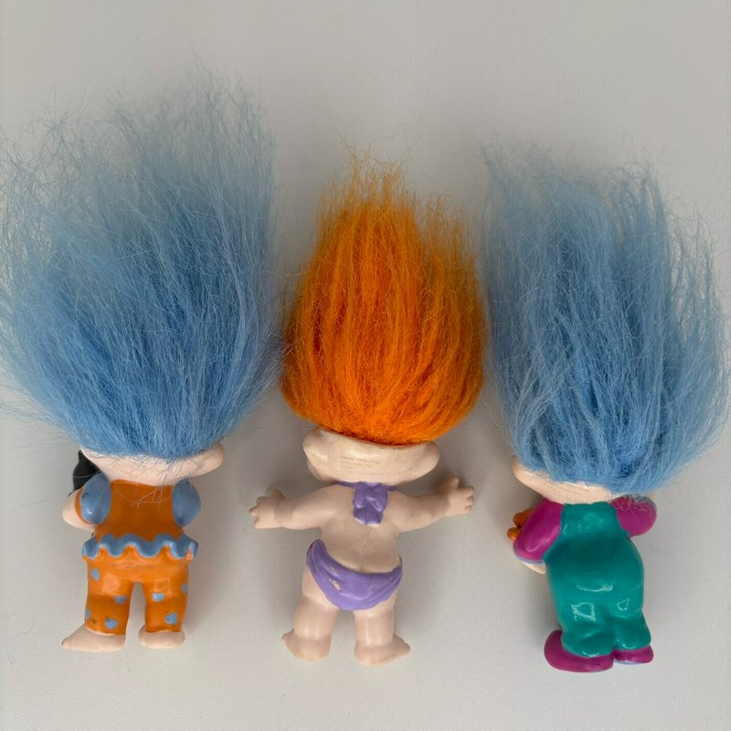 Vintage 1990s Applause Magic Trolls Lot of 3 + Russ Rainbow Troll Earrings