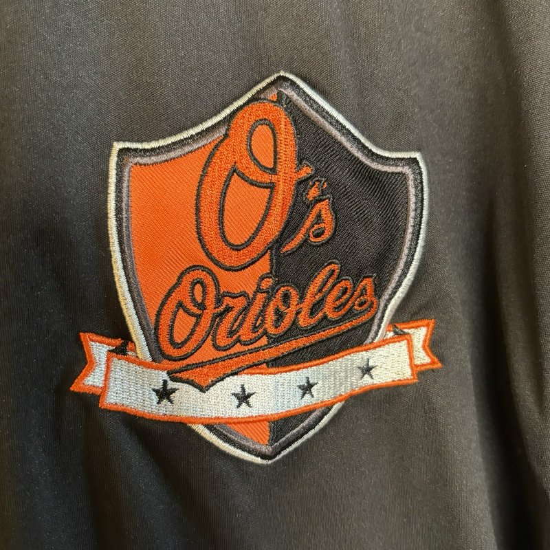 Baltimore Orioles Polo Shirt Stitches MLB Black Orange Short Sleeve Mens Large