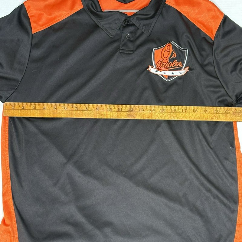 Baltimore Orioles Polo Shirt Stitches MLB Black Orange Short Sleeve Mens Large