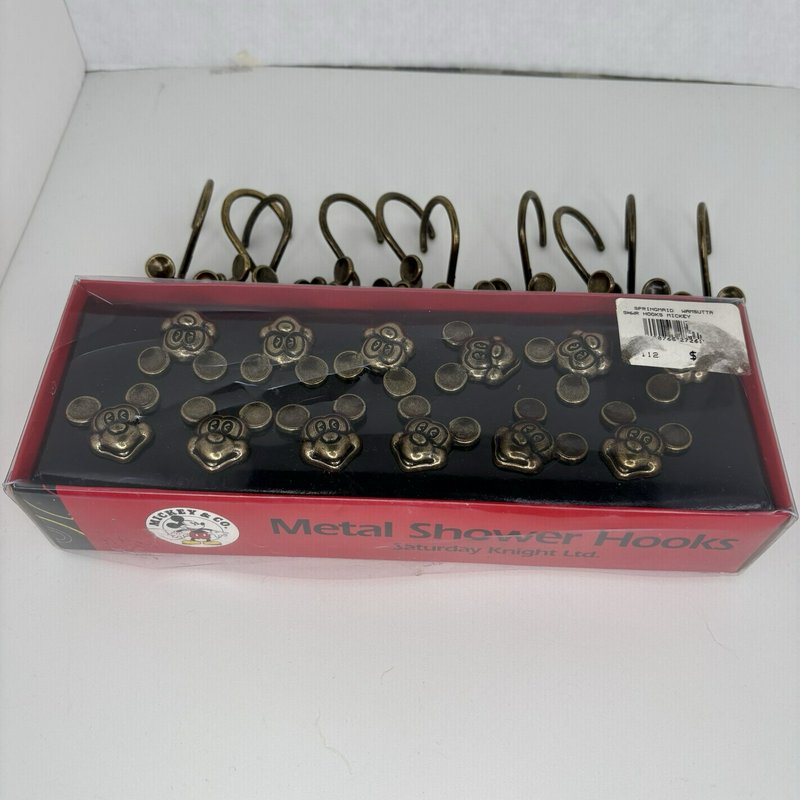 Vintage Disney Mickey Metal Shower Hooks 12pc Box + 10 Extra