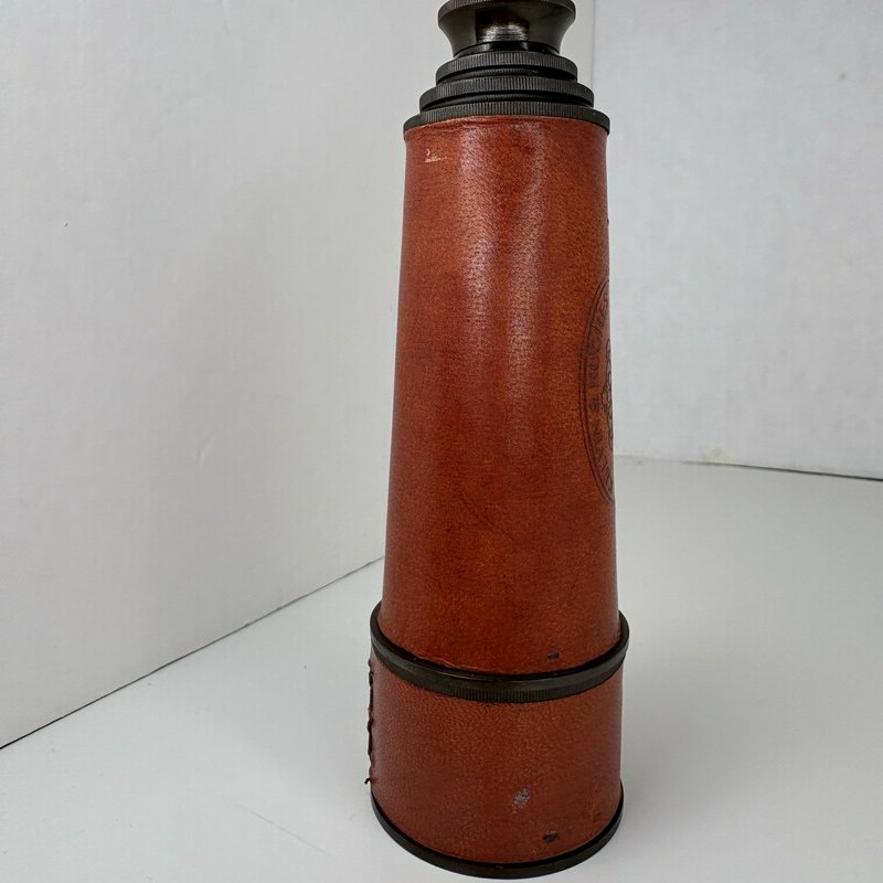 Kelvin & Hughes London 1917 Spyglass Telescope w/ Wood Glass Display Case