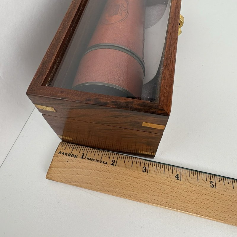 Kelvin & Hughes London 1917 Spyglass Telescope w/ Wood Glass Display Case