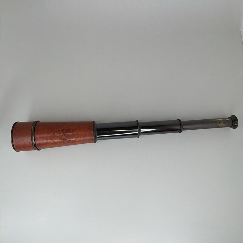 Kelvin & Hughes London 1917 Spyglass Telescope w/ Wood Glass Display Case