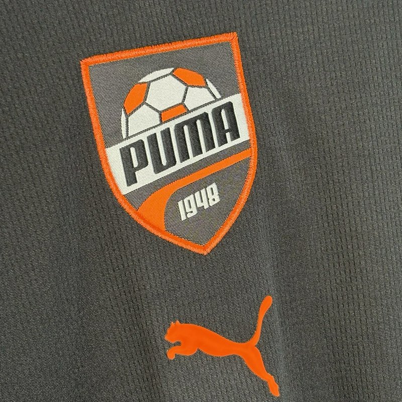 Puma Kids Soccer Jersey Youth Large Black Orange White Dry Cell V-Neck