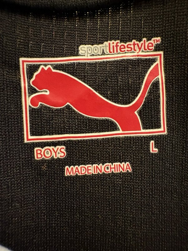 Puma Kids Soccer Jersey Youth Large Black Orange White Dry Cell V-Neck