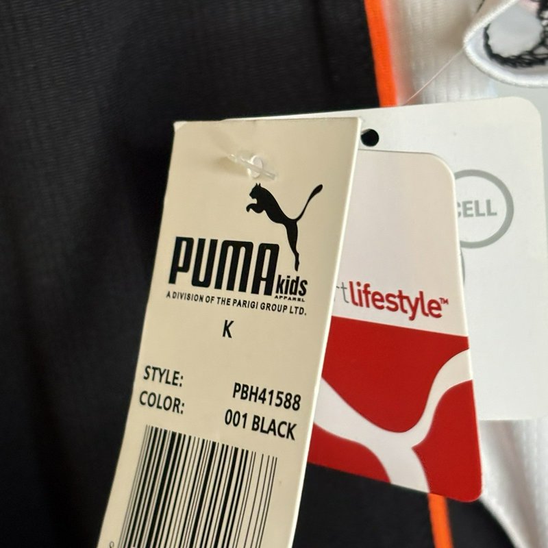 Puma Kids Soccer Jersey Youth Large Black Orange White Dry Cell V-Neck