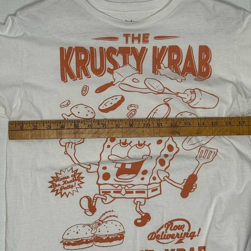 SpongeBob Krusty Krab White Graphic T Shirt Short Sleeve Adult Medium
