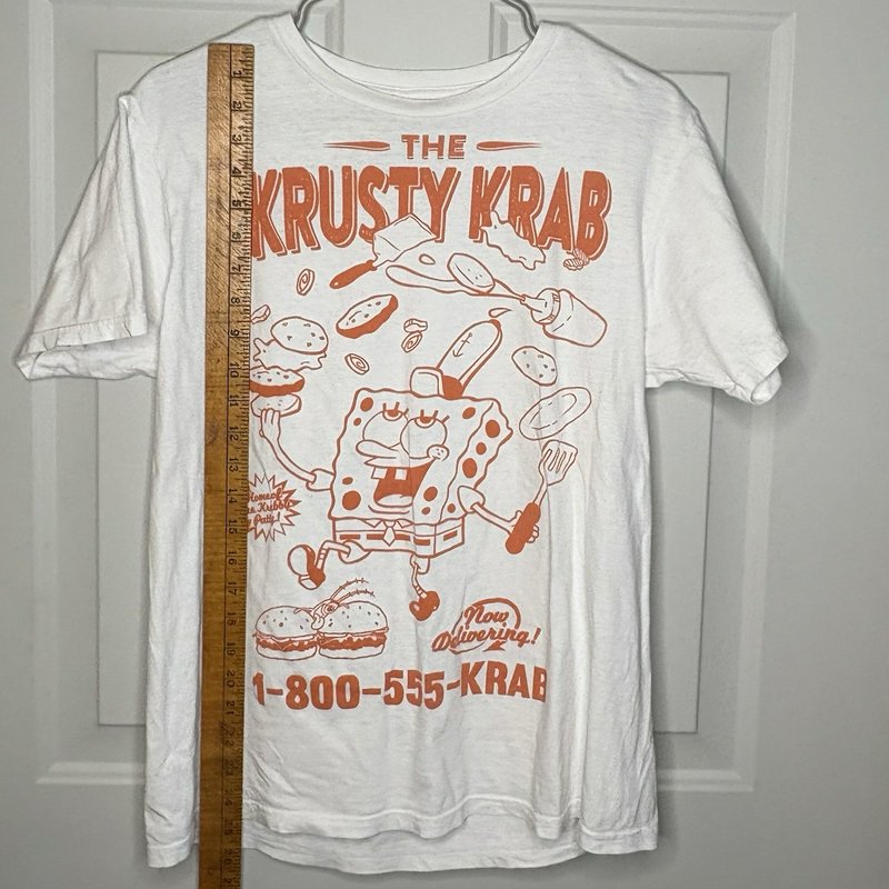 SpongeBob Krusty Krab White Graphic T Shirt Short Sleeve Adult Medium