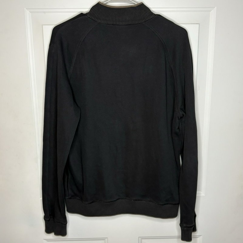 Hugo Boss Men’s Full Zip Knit Jacket Black Brown Trim Size M Made Thailand