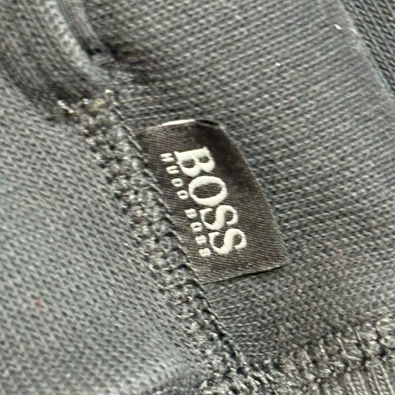 Hugo Boss Men’s Full Zip Knit Jacket Black Brown Trim Size M Made Thailand