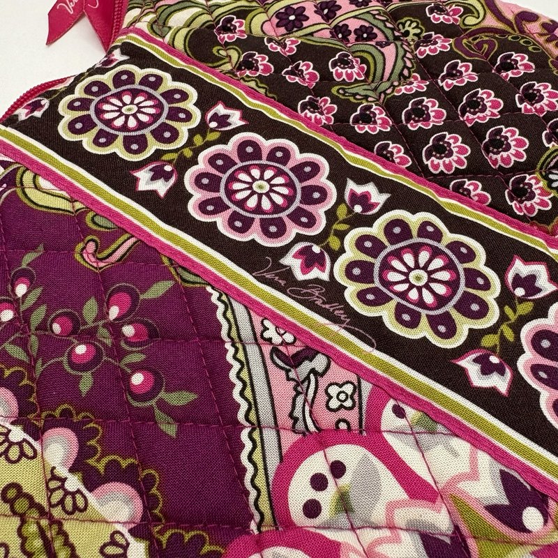 Vera Bradley Pink Paisley Quilted Shoulder Bag Knot Strap Zip Top