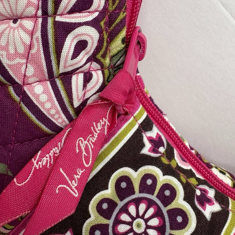 Vera Bradley Pink Paisley Quilted Shoulder Bag Knot Strap Zip Top