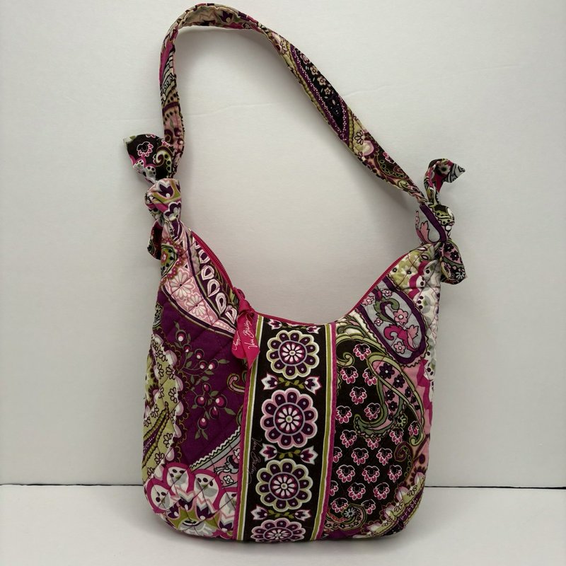 Vera Bradley Pink Paisley Quilted Shoulder Bag Knot Strap Zip Top