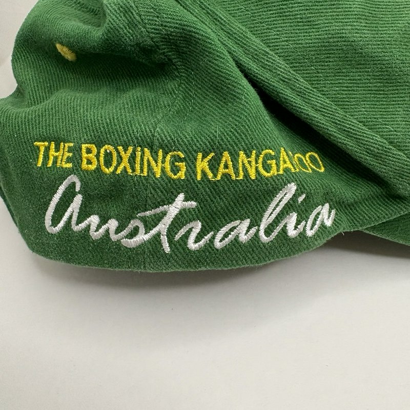 Vintage AOC Boxing Kangaroo Australia Hat Green Yellow Adjustable