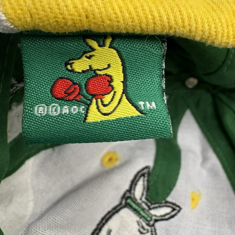Vintage AOC Boxing Kangaroo Australia Hat Green Yellow Adjustable
