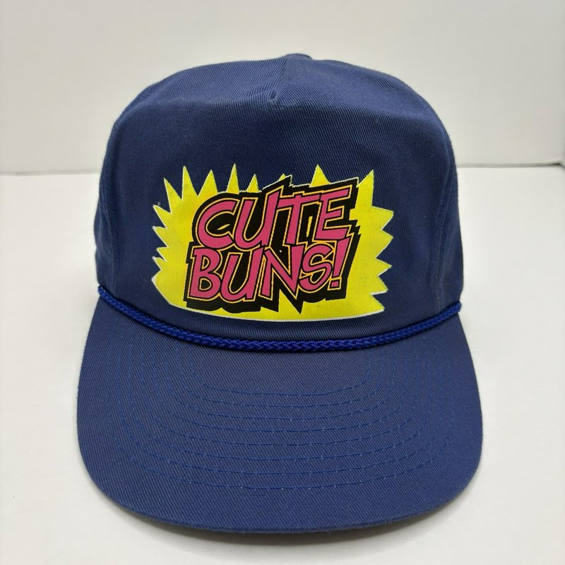 Vintage Cute Buns Snapback Hat Blue Graphic Rope Cap One Size