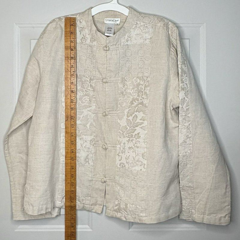 Coldwater Creek Linen Blend Mandarin Jacket – Women’s L Neutral Boho