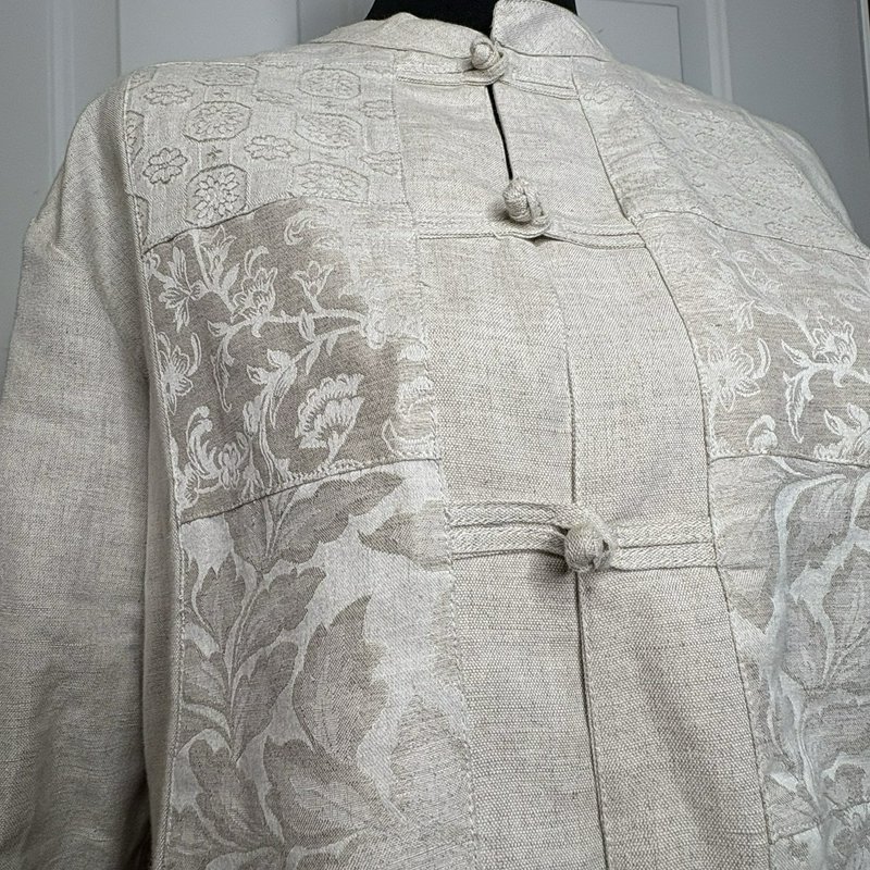 Coldwater Creek Linen Blend Mandarin Jacket – Women’s L Neutral Boho