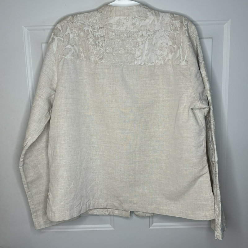 Coldwater Creek Linen Blend Mandarin Jacket – Women’s L Neutral Boho
