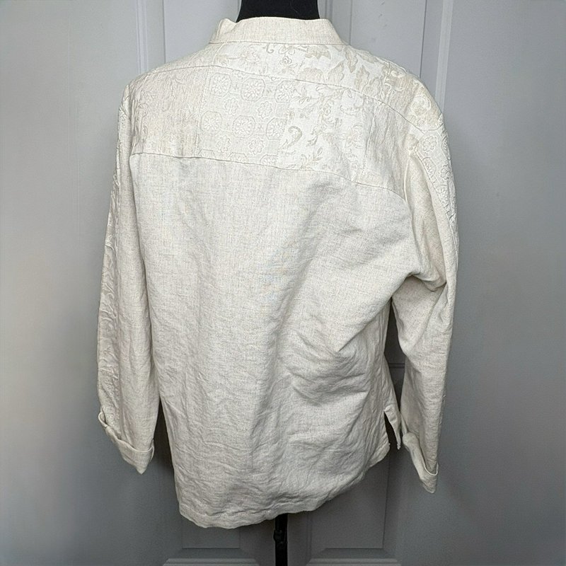 Coldwater Creek Linen Blend Mandarin Jacket – Women’s L Neutral Boho