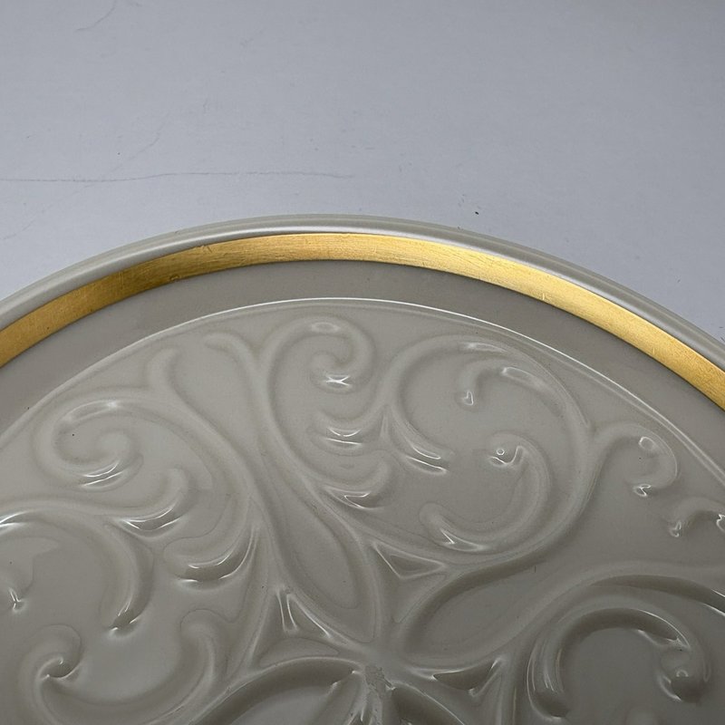 Lenox Seville 6.25” Ivory Embossed Trinket Dish Gold Trim