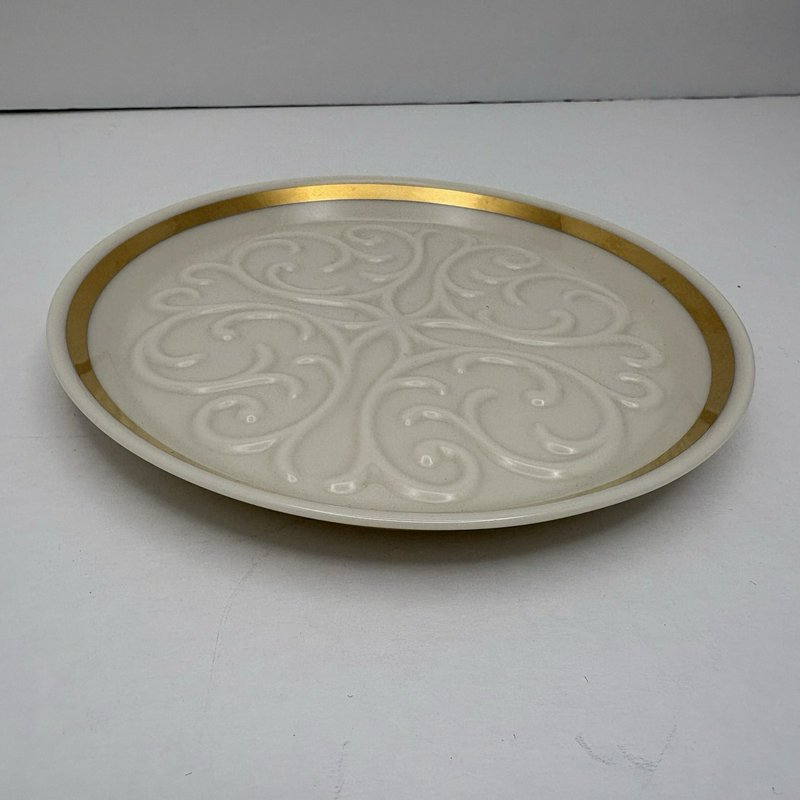 Lenox Seville 6.25” Ivory Embossed Trinket Dish Gold Trim