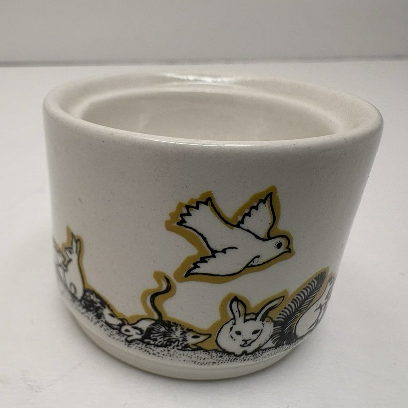 Vintage Irish Pottery Egg Cup Woodland Animals Rabbit Hedgehog