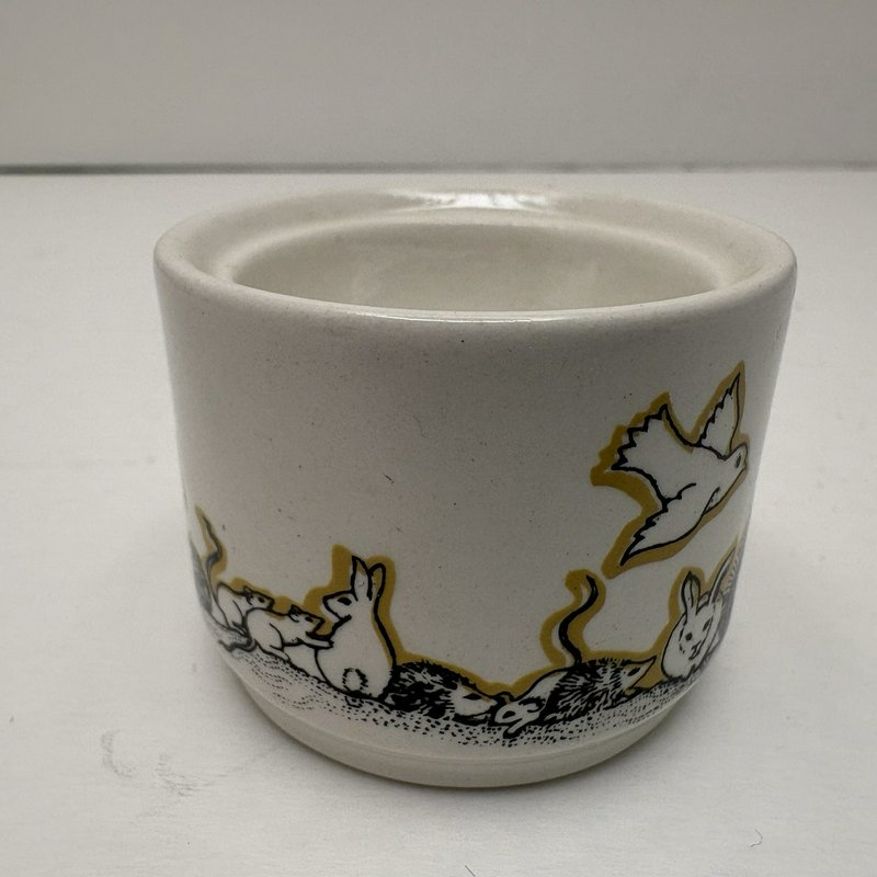 Vintage Irish Pottery Egg Cup Woodland Animals Rabbit Hedgehog