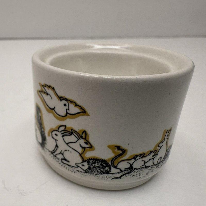 Vintage Irish Pottery Egg Cup Woodland Animals Rabbit Hedgehog