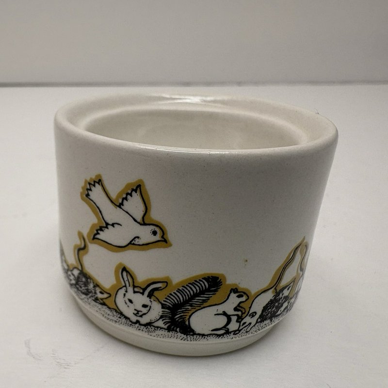 Vintage Irish Pottery Egg Cup Woodland Animals Rabbit Hedgehog
