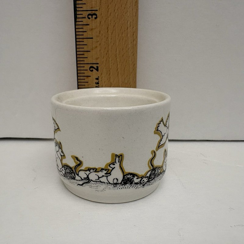 Vintage Irish Pottery Egg Cup Woodland Animals Rabbit Hedgehog