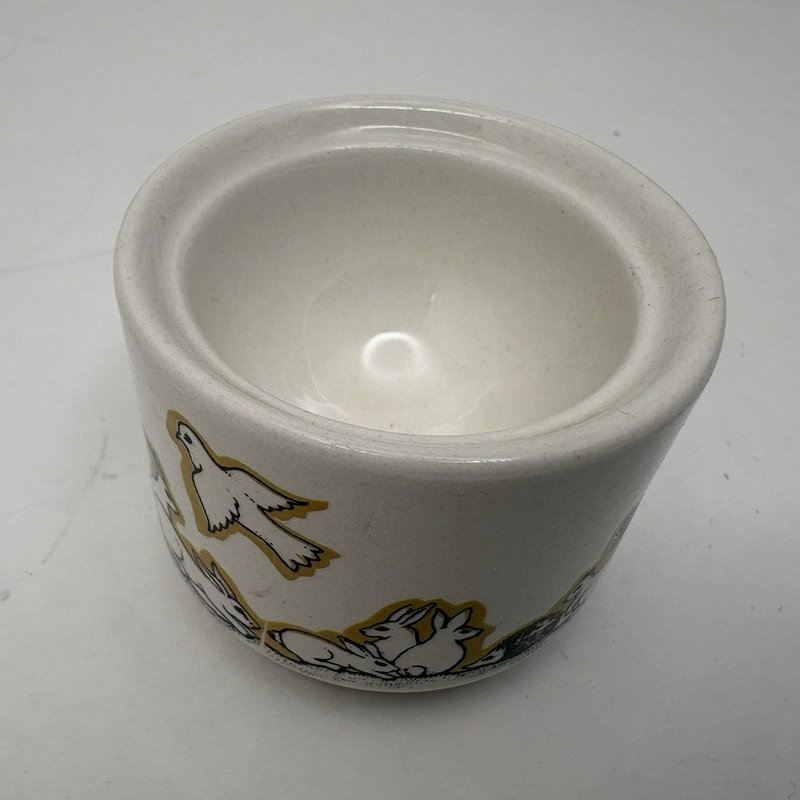 Vintage Irish Pottery Egg Cup Woodland Animals Rabbit Hedgehog