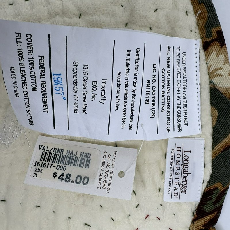 Donna Sharp Wedding Ring Runner Valance 19x57 Longaberger NWT