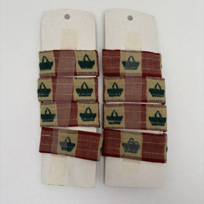 Longaberger Homestead Napkin Rings 8pc Red Basket Fabric Wood Button