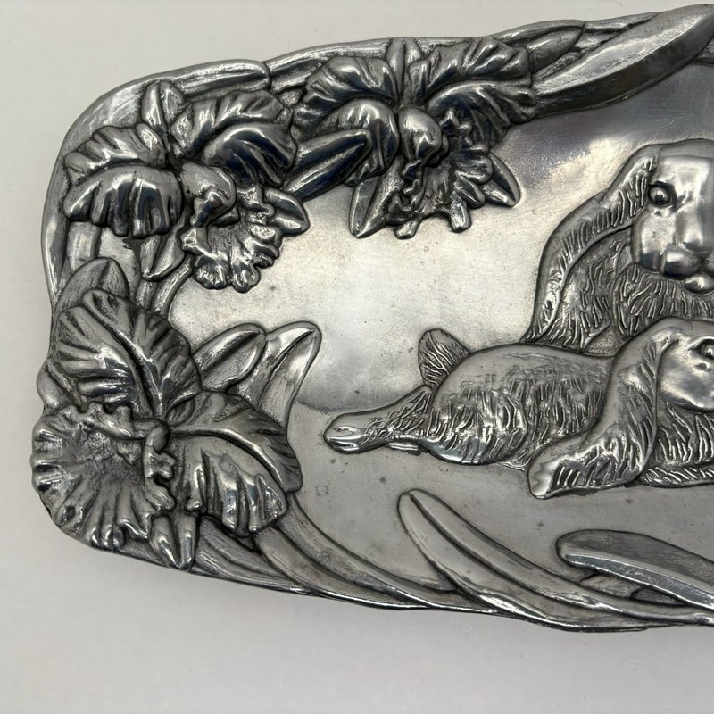 Arthur Court Bunny Family Tray 1994 Aluminum Easter Spring 15”