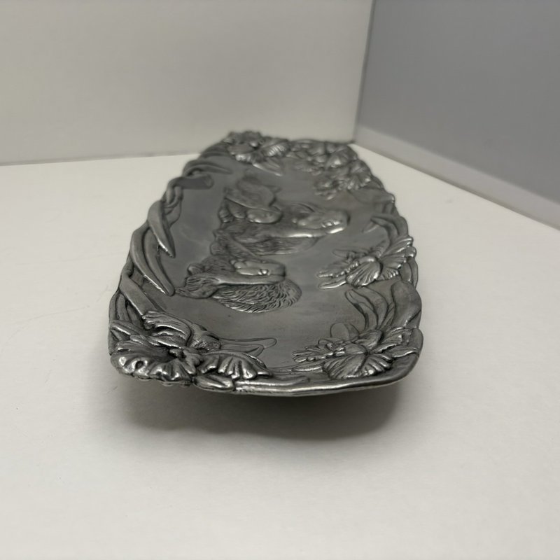 Arthur Court Bunny Family Tray 1994 Aluminum Easter Spring 15”