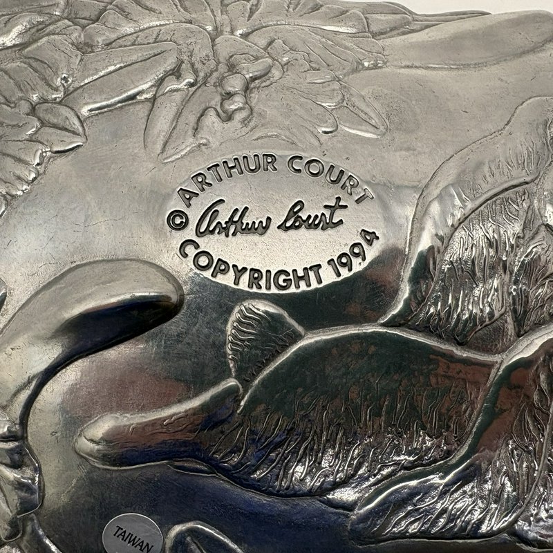 Arthur Court Bunny Family Tray 1994 Aluminum Easter Spring 15”