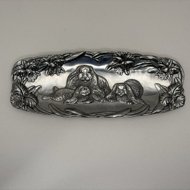 Arthur Court Bunny Family Tray 1994 Aluminum Easter Spring 15”