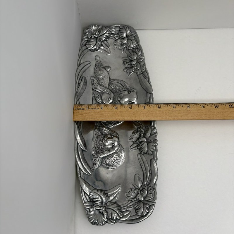Arthur Court Bunny Family Tray 1994 Aluminum Easter Spring 15”